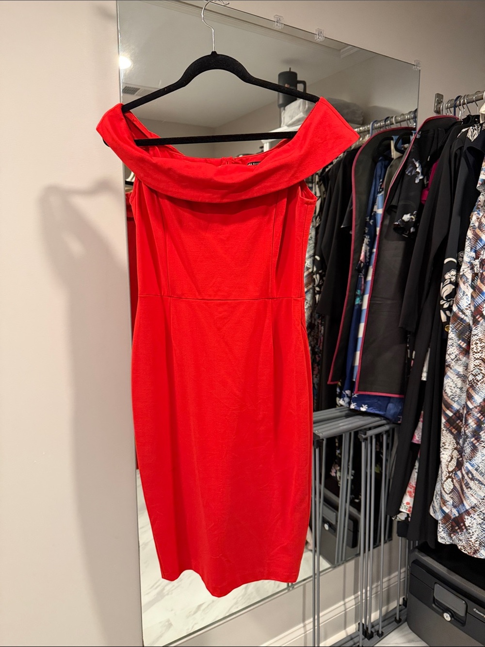 Zara Red Off-Shoulder Midi Dress